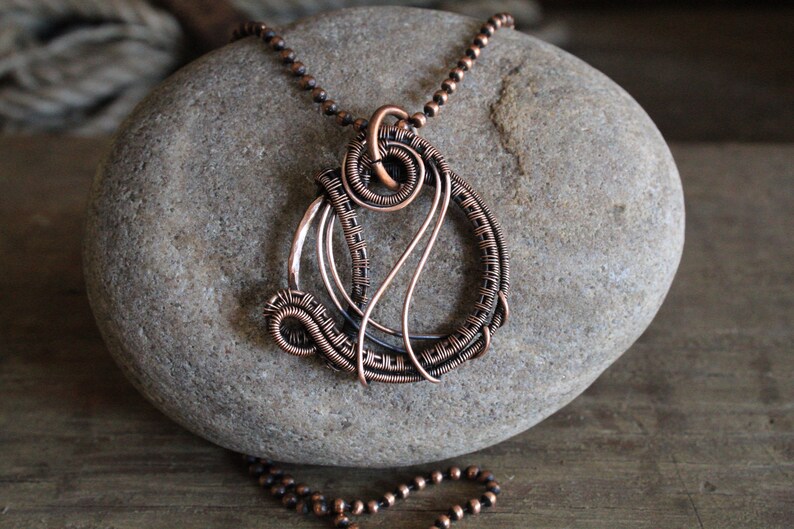 Copper Wire Woven Pendant Unique Jewelry Ethereal Road