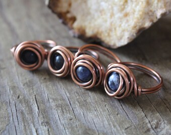 Sodalite copper rings