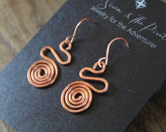 Copper Spiral Earrings | Hammered Jewerly