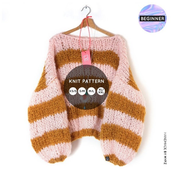 Knit pattern – Mypz basic big chunky mohair pullover Apache for beginners NO.15 (NL-ENG)