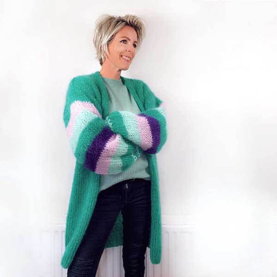 Modele de tricot - Pull-over en grosse maille en mohair epais No15