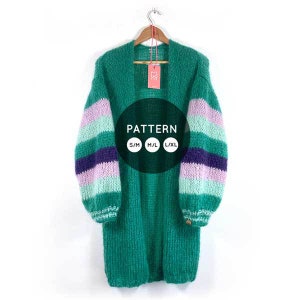 Knit pattern - MYPZ half long green mohair cardigan