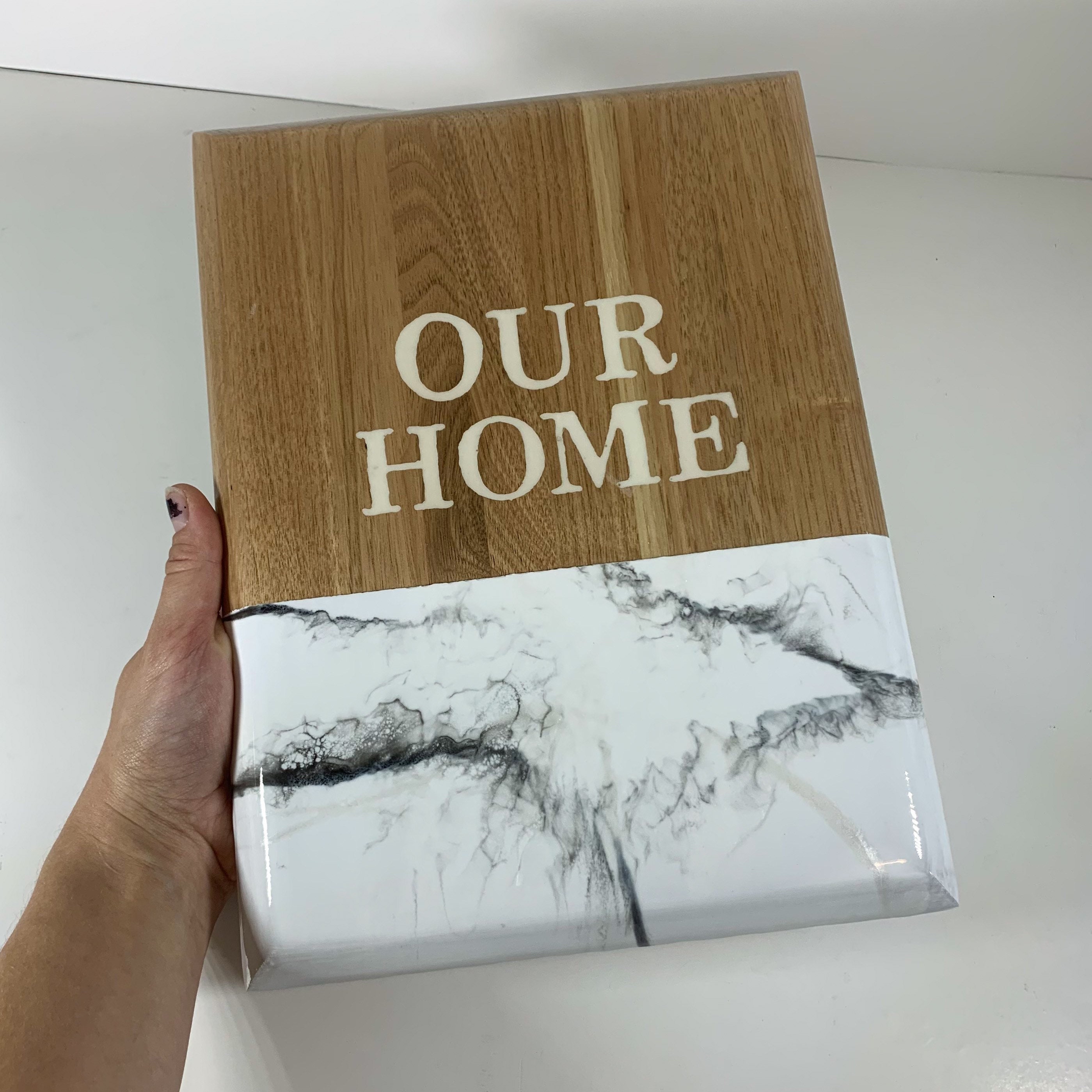 Our Home Modern Wood Sign Epoxy Inlay Lettering Etsy
