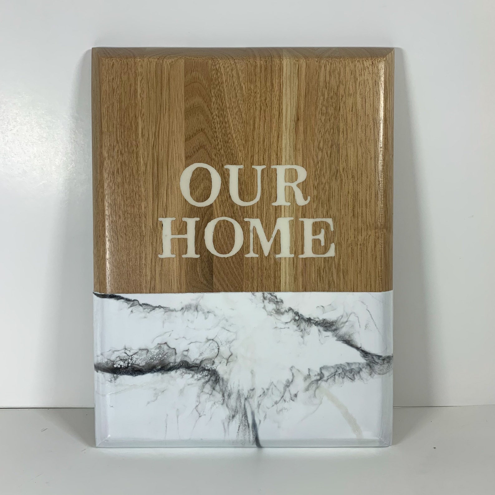 Our Home Modern Wood Sign Epoxy Inlay Lettering Etsy