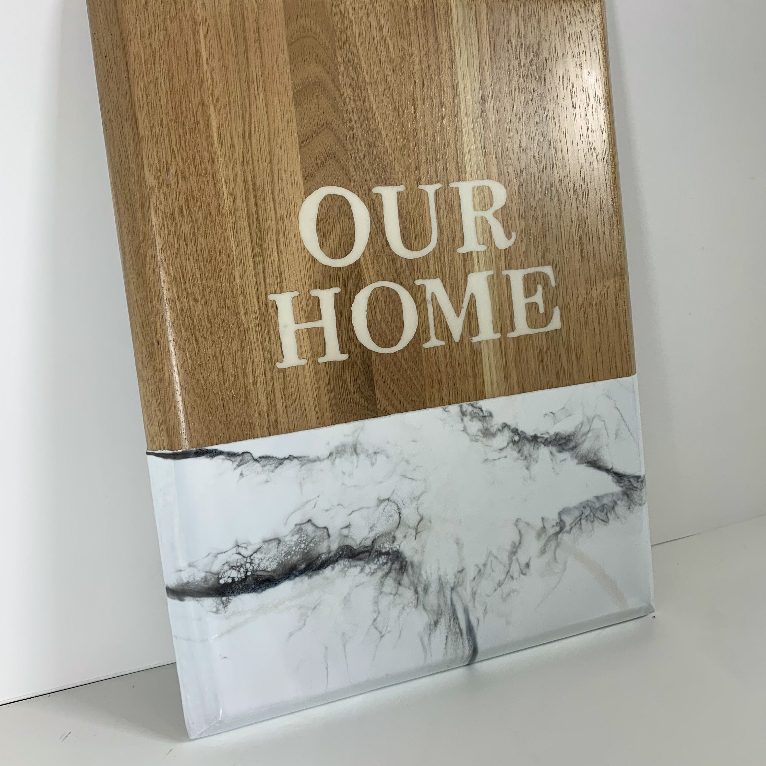 Our Home Modern Wood Sign Epoxy Inlay Lettering Etsy