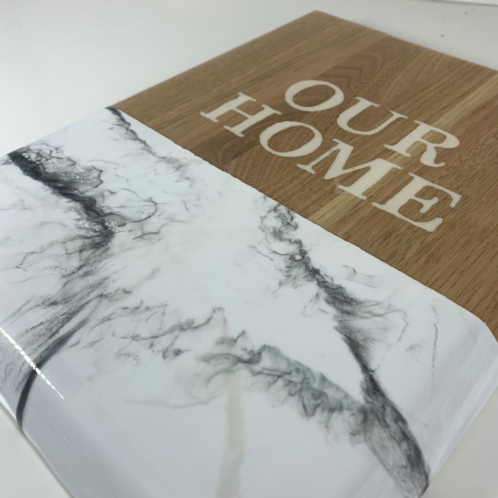 Our Home Modern Wood Sign Epoxy Inlay Lettering Etsy