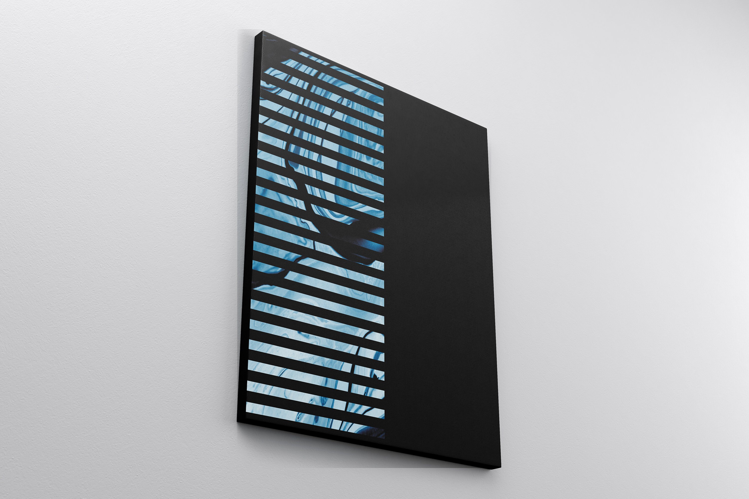 Set of 3 Abstract Art Canvas Print Painting / Blue Black | Etsy
