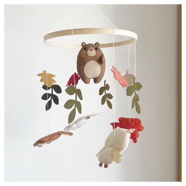 Mobile Baby - Wild Animals - Forest Mobile - Mobile - Baby Mobile - Minimalist - Baby crib - fox - deer - owl - rabbit - bear - autumn - baby bed