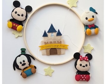 Disney Mickey - Baby Crib- Mobile Nursery Inspired by Disney Mickey - Minnie - Donald - Goofy - Castel - Nursery Decor - Baby Mobile Disney