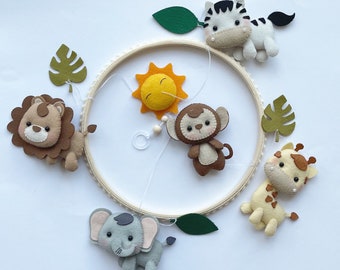 Mobile Baby - Safari - Safari Mobile - BabyMobile - Filz Mobile - Baby Mobile - Felt Mobile - Baby crib- Babybett Elefant Giraffe Zebra Löwe