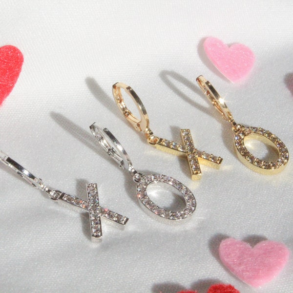 XO Huggies | Huggie Earrings | Huggie Hoop Earrings | XO Huggie Earrings | Hugs and Kisses Earrings | Huggie Earrings with Charm