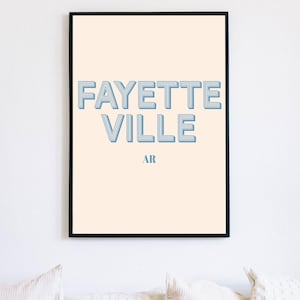 Fayetteville Print, College Wall Art, Arkansas Print, Ark Wall Art, Dorm Decor, Custom College Print, Aesthetic College Art, Digital Artwork