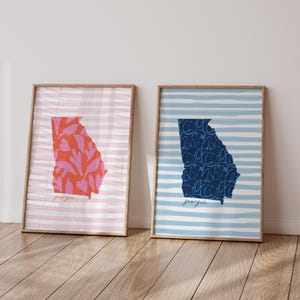 Georgia State Floral Art Print: Colorful Dorm Decor (Digital Download)