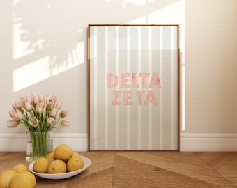 Arte Delta Zeta, Arte mural de hermandades, Impresión DZ, Arte mural Delta Zeta, Decoración de hermandades, Regalos de hermandades, Arte estético Delta Zeta, Obra de arte digital