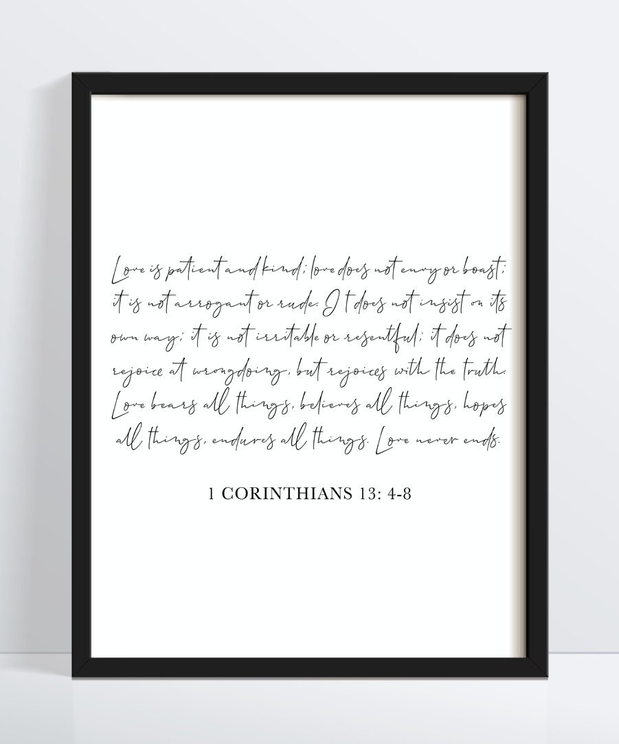 1 Corinthians 13 Corinthians Wall Art Scripture Wall Art - Etsy