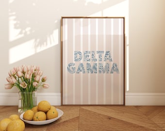 Arte Delta Gamma, Arte mural de hermandades, Impresión DG, Arte mural Delta Gamma, Decoración de hermandades, Regalos de hermandades, Arte estético Delta Gamma, Arte digital