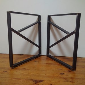 Custom-made metal &quot;Y&quot; table legs, industrial & artisanal style - Set of two