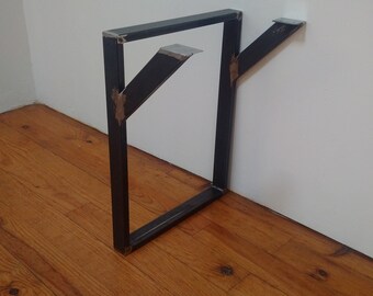 Reinforced table legs in raw metal, industrial style, artisanal & custom - Set of two