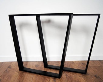 Industrial style trapeze table legs in artisanal & custom metal - Set of two
