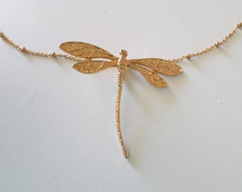 Collier libellule doré, cadeau femme