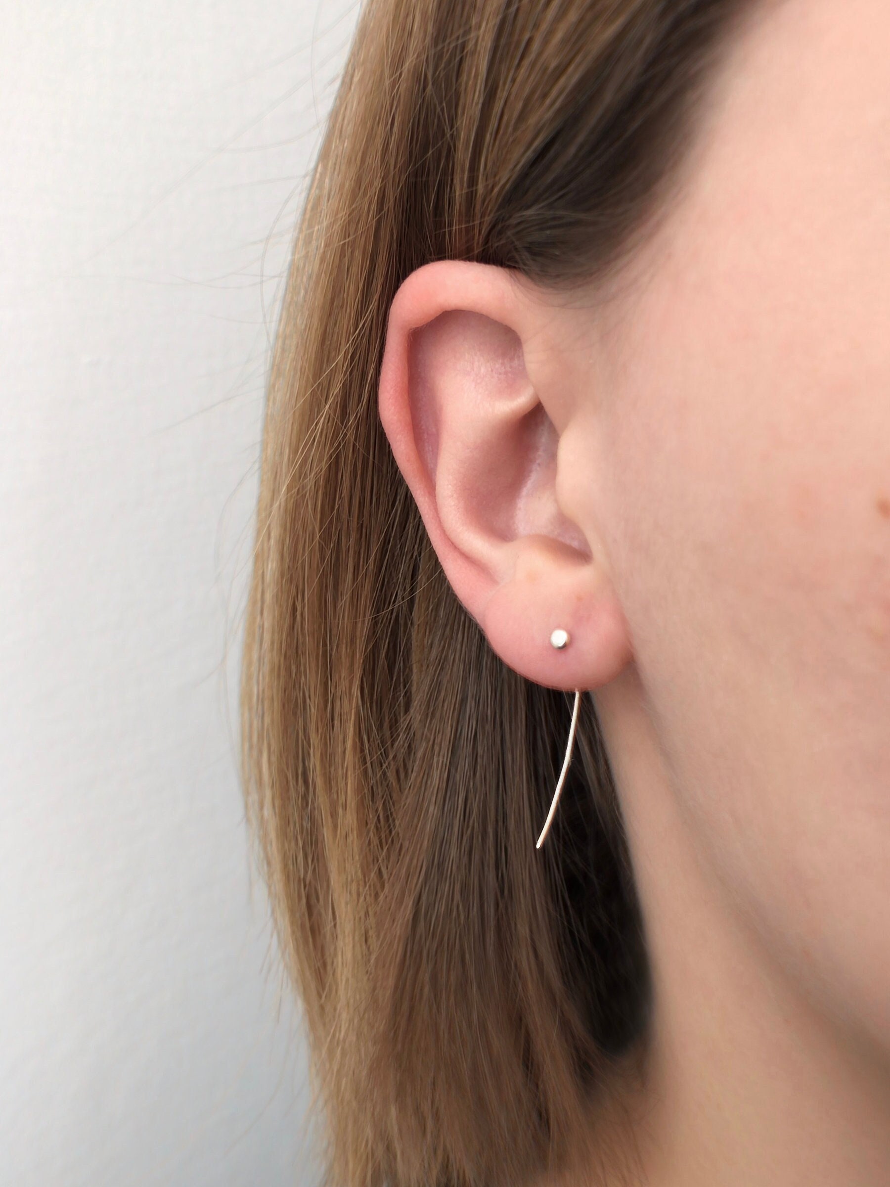 Sterling Silver Single Earring Threader Pebble Earring Etsy Australia