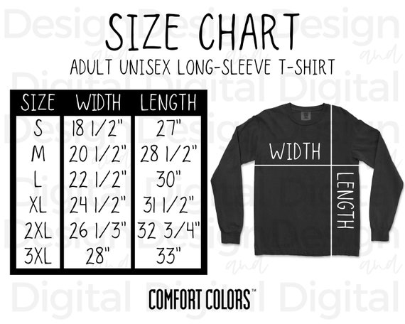 Comfort Colors 6014 Size Chart