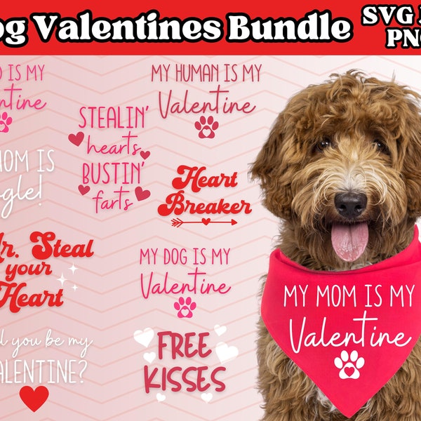 Valentine Dog Bandana Svg Bundle | Valentine SVG | Cute Valentine's Dog SVG | February Dog Bandana Designs jpg | Funny Dog Files Cutting PNG