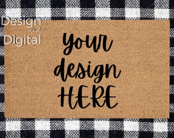 Mockup zerbino / Mockup zerbino in fibra di cocco / Mockup zerbino autunnale / Mockup zerbino natalizio / Mockup stile fattoria / Mockup zerbino festivo