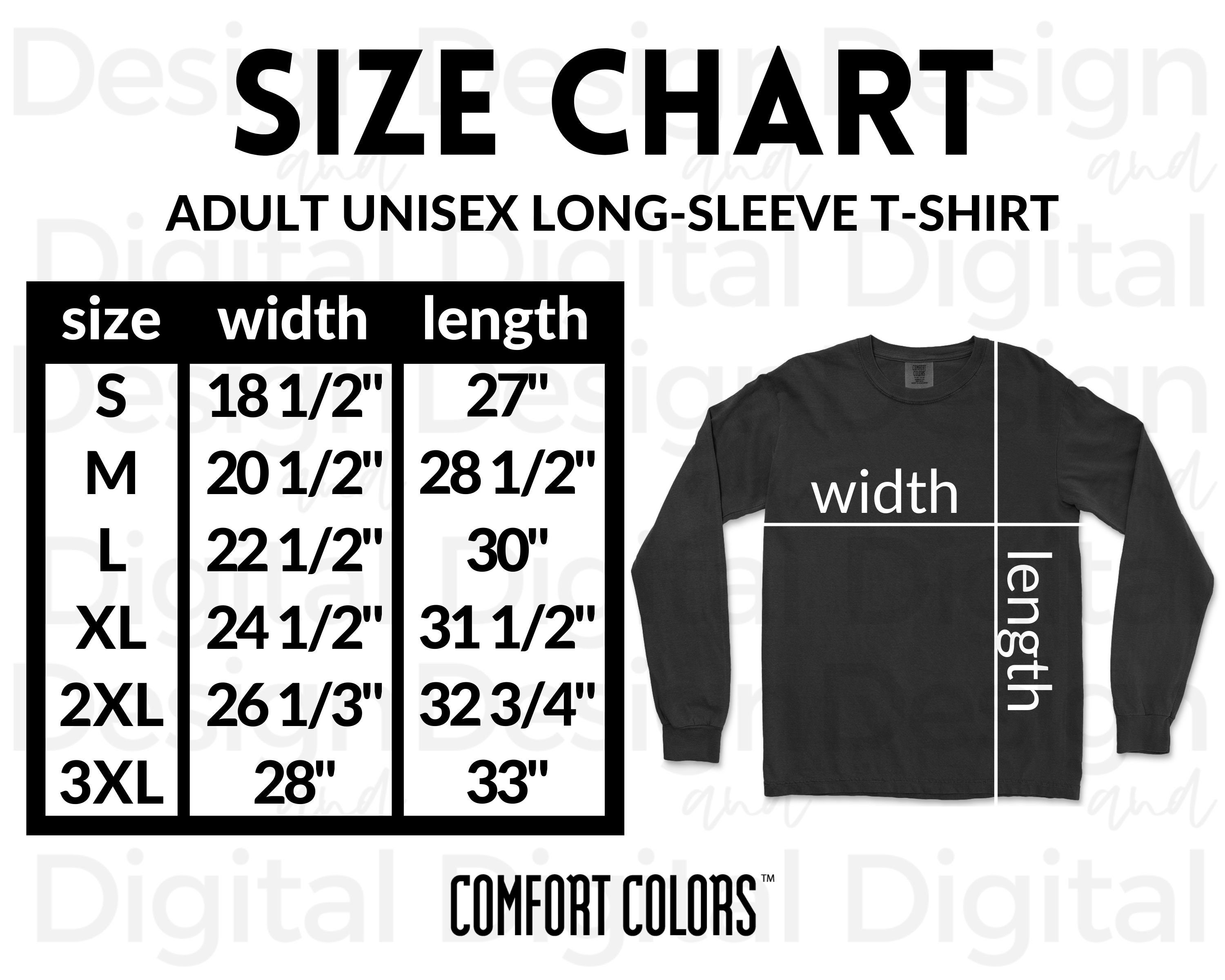 Comfort Colors 6014 Size Chart