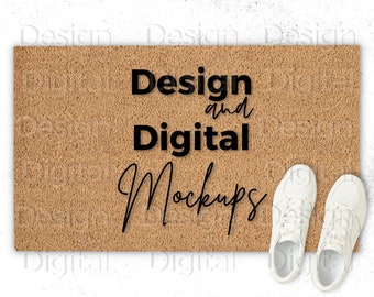 Mockup di zerbino / Mockup di zerbino in fibra di cocco / Mockup di zerbino semplice / Mockup di zerbino anteriore / Mockup di zerbino vuoto