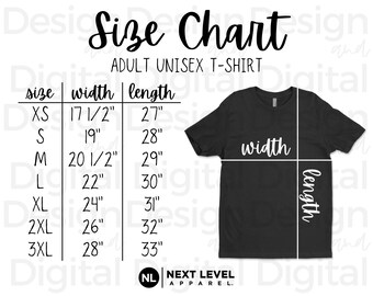 Next Level 3600 Size Chart Next Level Unisex Cotton T-shirt Size Chart ...