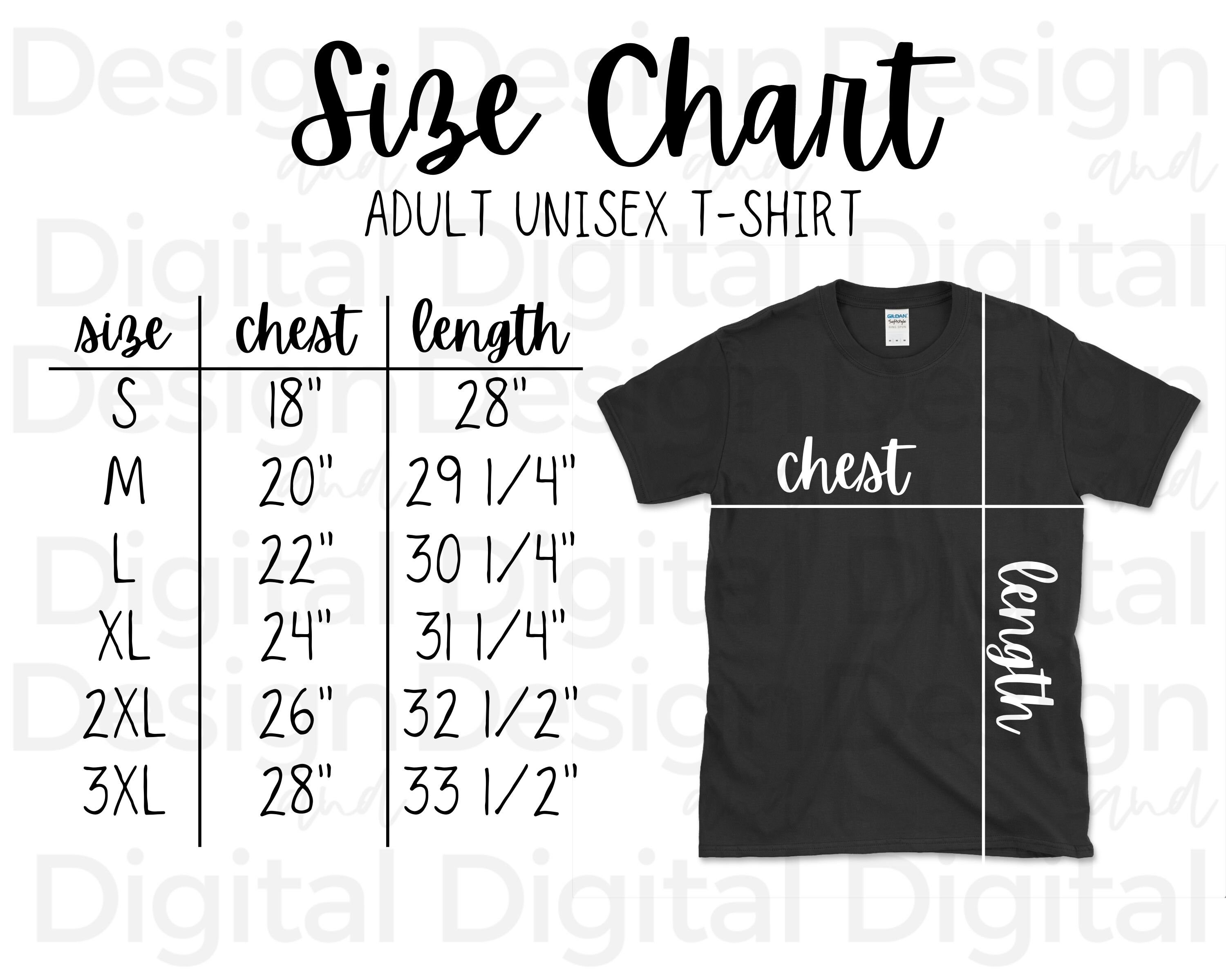 Gildan 64000 Size Chart T-shirt Size 