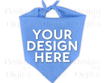 Mockup di bandana per cani / Mockup di bandana per cani azzurro / Mockup di cane / Mockup di sciarpa per cani / Mockup di bandana per cani con triangolo blu / Mockup di bandana