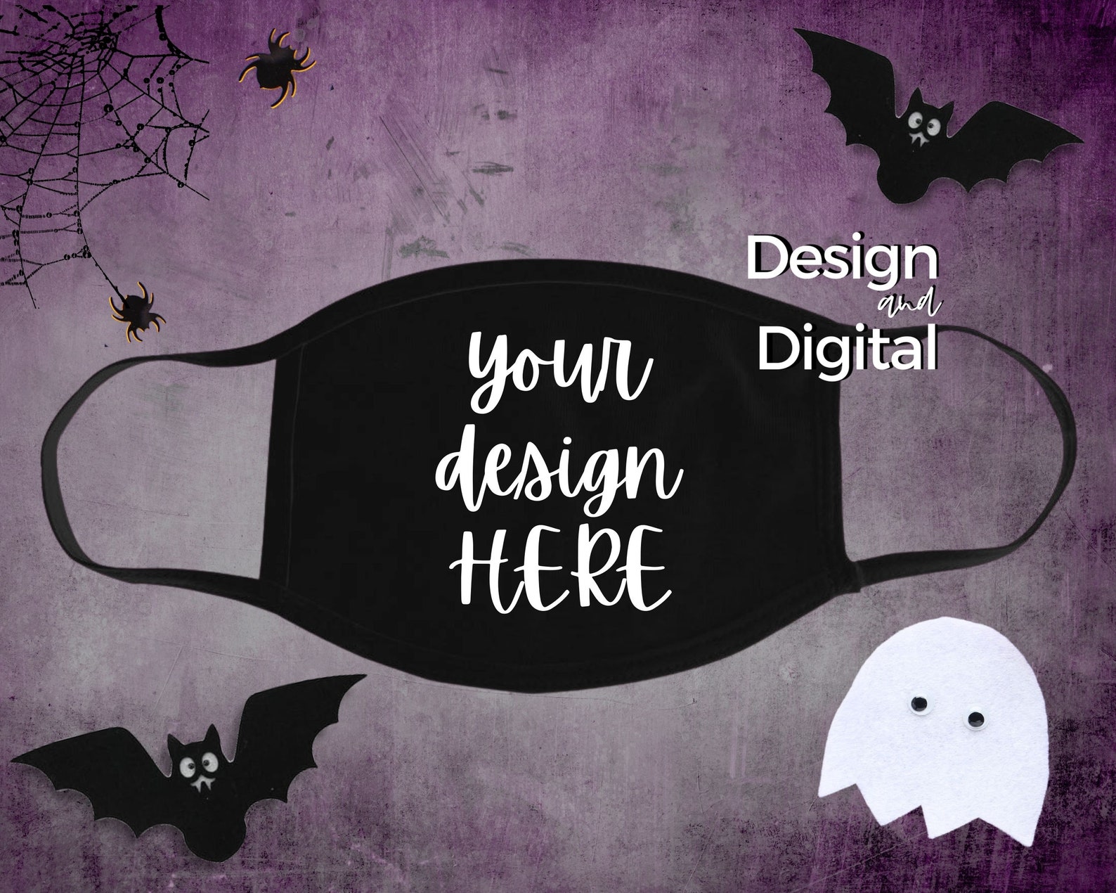 Download Halloween Face Mask Mockup / Black Face Mask Mockup / Flat ...