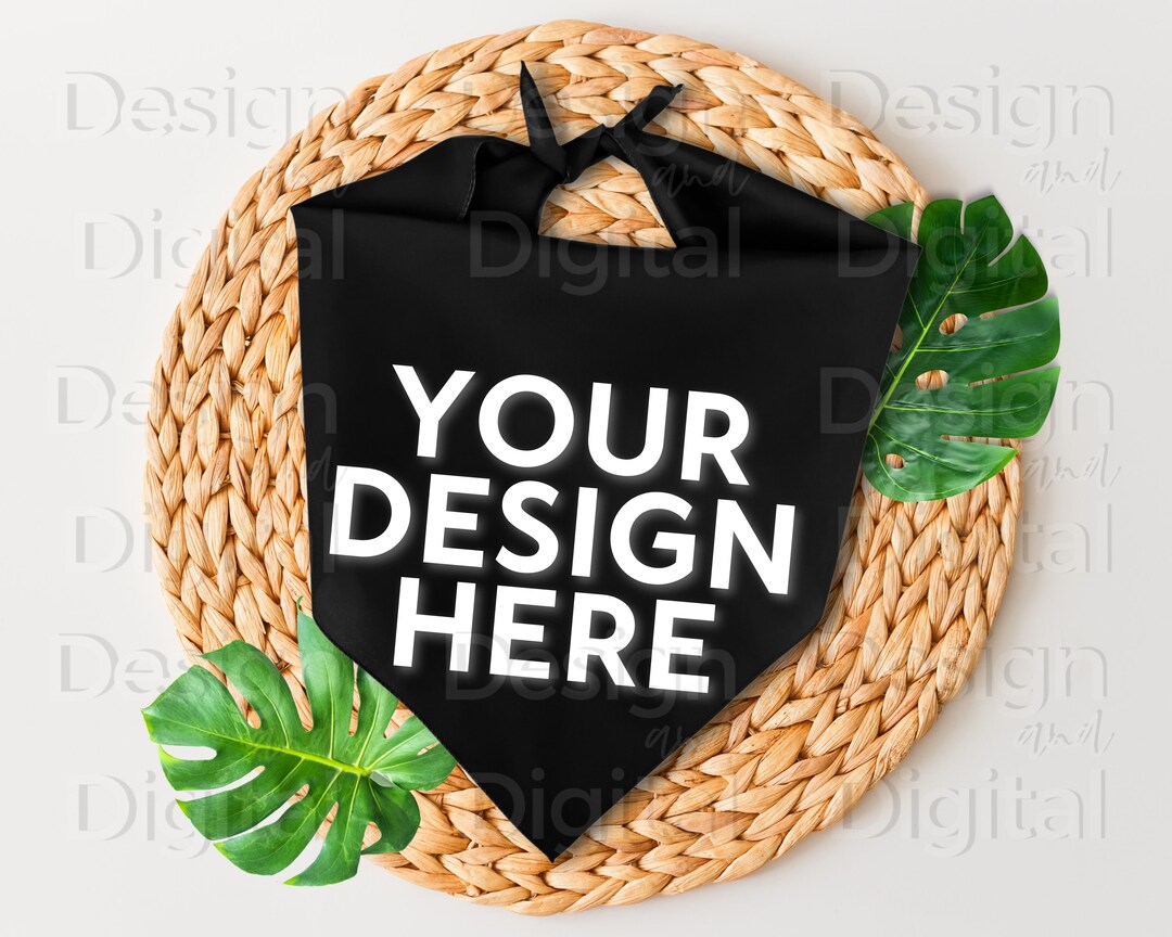 Dog Bandana Mockup Black Dog Bandana Mockup Tropical Dog Etsy