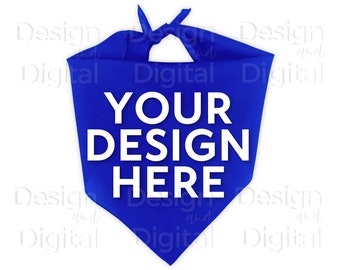 Mockup di bandana per cani / Mockup di bandana per cani blu reale / Mockup di sciarpa per cani / Mockup di bandana a triangolo reale / Mockup di bandana per cani Tie-on