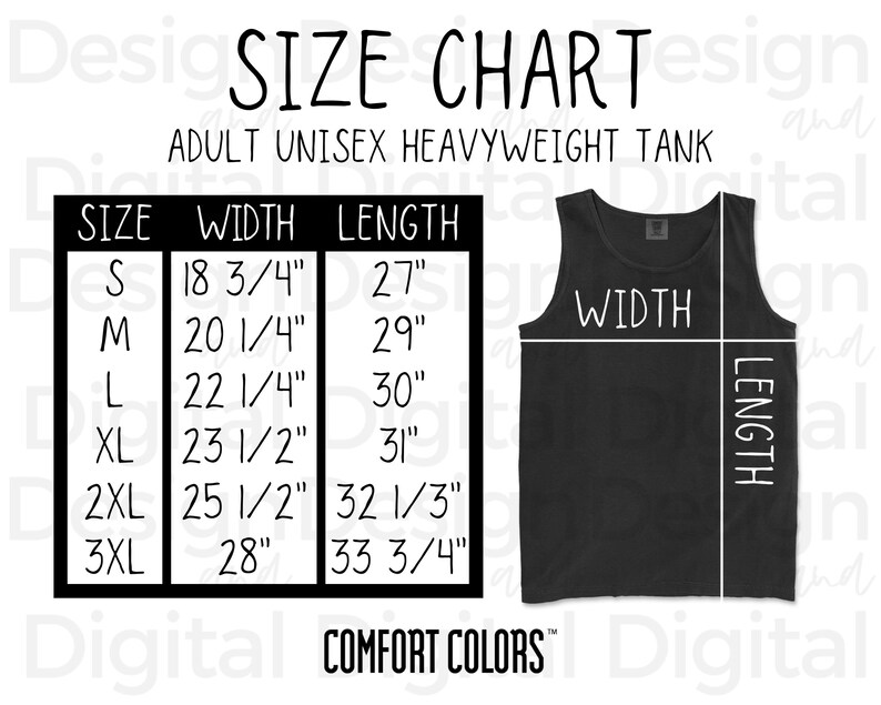 Comfort Colors 9360 Size Chart Adult Unisex Tank Top Comfort Etsy