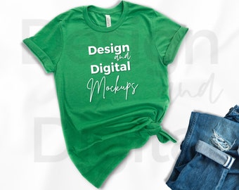3001 CVC Heather Kelly Mockup / Green Bella Canvas Mockup / Bella Canvas T-shirt Mockup / St Patricks Day Shirt Mockup