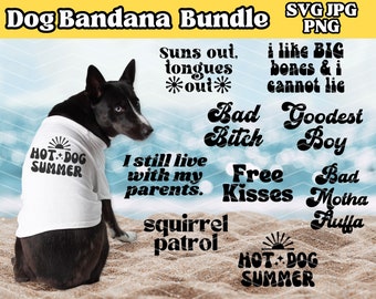 Cane Bandana Svg Bundle / Cane SVG / Summer Dog SVG / Cute Dog Bandana Designs / Funny Dog Bandana Detti / Dog Bandana Files for Cutting PNG