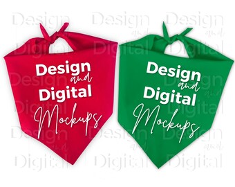 Mockup di bandana per cani natalizi / Mockup di bandana per cani festivi / Mockup di Natale / Bandana per cani invernali / Mockup di bandana per cani verde e rosso