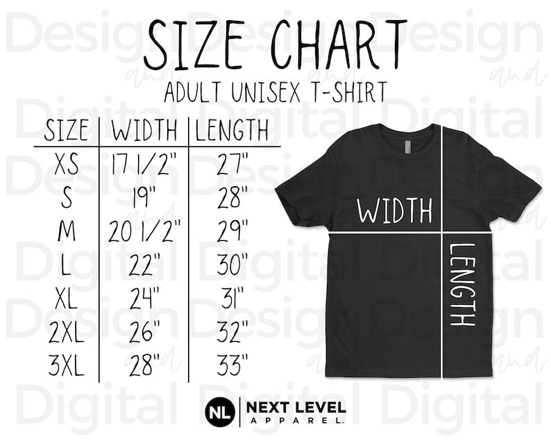 Next Level 3600 Size Chart Next Level 