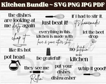 Kitchen SVG Bundle / Funny Kitchen Designs / Retro Kitchen Designs / Contemporary Kitchen SVG / Funny Kitchen Decor / Kitchen SVG Designs