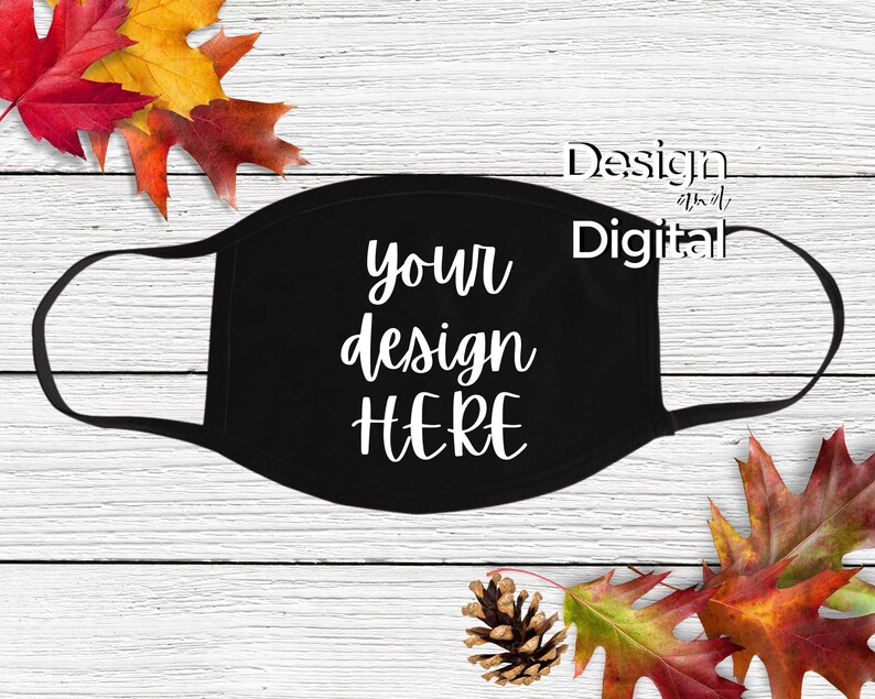 Download Fall Face Mask Mockup Black Face Mask Mockup Flat Lay Face ...