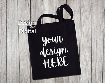 Mockup di borsa di tela nera / Mockup di borsa di tela nera / Mockup di borsa di tela / Mockup di borsa / Mockup di borsa moderna / Mockup di borsa semplice