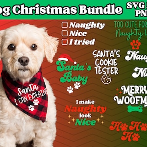 Bandana Svg Noël pour chien | Noël SVG | Chien de vacances SVG | Bandana de Noël pour chien, jpg | Fichiers Bandana drôle chien coupe PNG