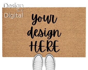 Mockup di zerbino / Mockup di zerbino in fibra di cocco / Mockup di zerbino semplice / Mockup di zerbino anteriore / Mockup di zerbino vuoto