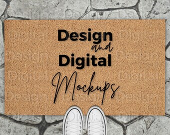 Mockup di zerbino / Mockup di zerbino in fibra di cocco / Mockup di zerbino normale / Mockup di zerbino anteriore / Mockup di zerbino vuoto / Mockup di fibra di cocco