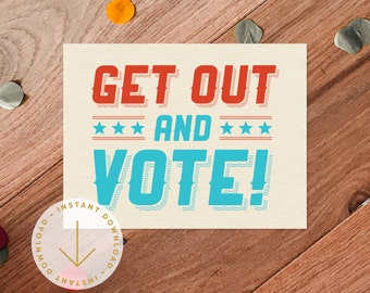 Voting Postcard | Printable Postcard for Voters | Political Postcard | Election Printables | Patriotic Your Voice Matters | Get Out and Vote