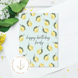 Carte d'anniversaire imprimable | Carte de voeux mignonne | Carte imprimable douce | Pour parent, frère, sœur, ami ou patron | Téléchargement instantané | Beaux citrons