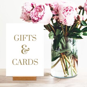 Plantilla de signo de mesa de regalo de boda tipográfica de oro / Regalos y tarjetas editables imprimibles Signo / DIY Templett Descarga instantánea / Banda de oro